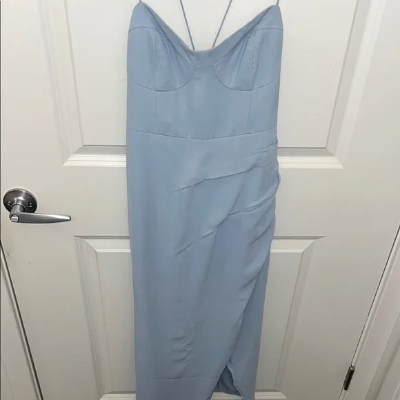 Anthropologie | Dresses | Anthropologie Blue Asymmetrical Ruched Slip Dress  | Poshmark